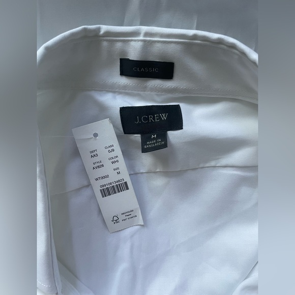 New J.Crew Men Classic Black Label Button Up Shirt Size Medium Long Sleeve White - Picture 8 of 12
